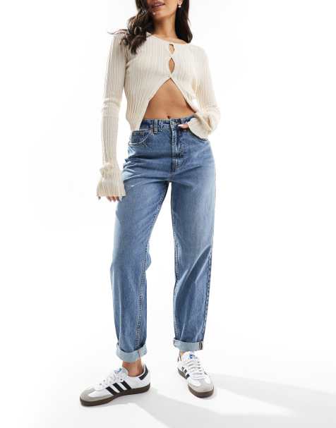 ASOS DESIGN – Mellanblå mom jeans med hög midja - view 1