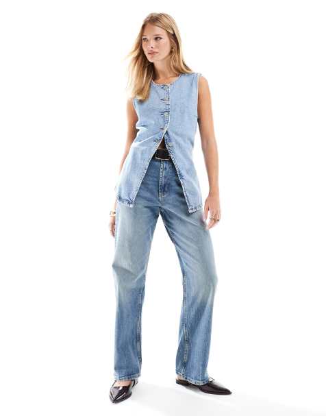 ASOS DESIGN – Mellanblå, raka jeans med komfortstretch - view 1