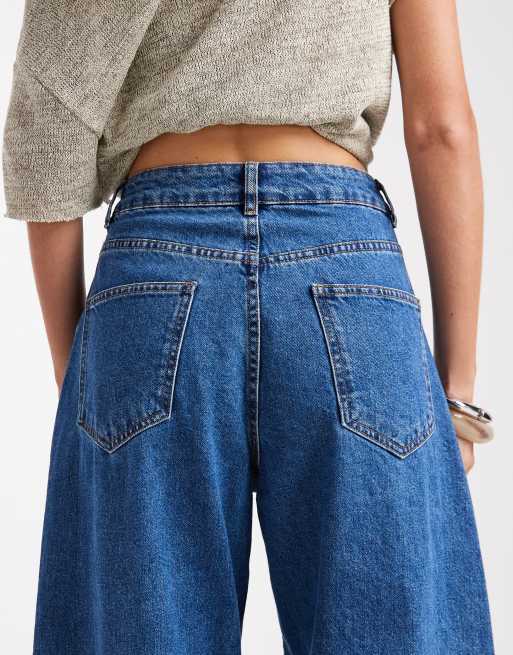 ASOS DESIGN – Mellanblå, smala jeans med barrelben , 4 av 5
