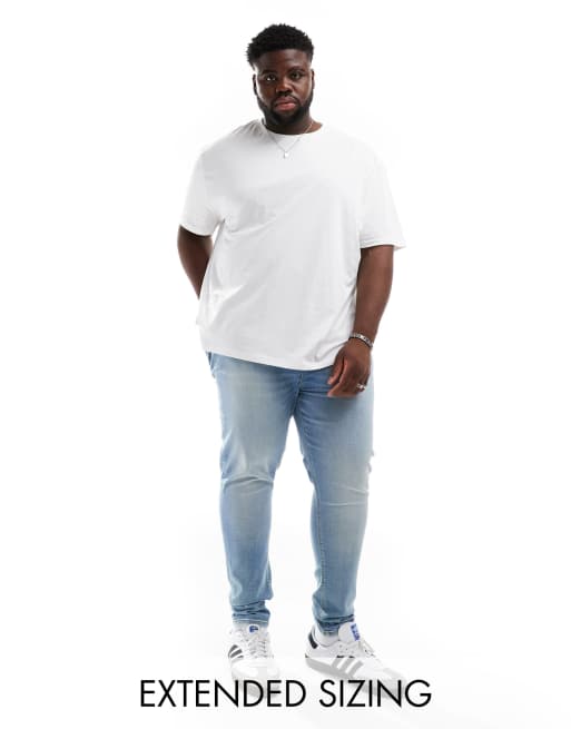 ASOS DESIGN – Mellanblå spray on-jeans med powerstretch och mellanljus tvätt