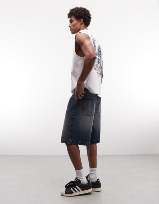 ASOS DESIGN – Mellanblå, tonade och tvättade jeansshorts med ledig passform , 2 av 5