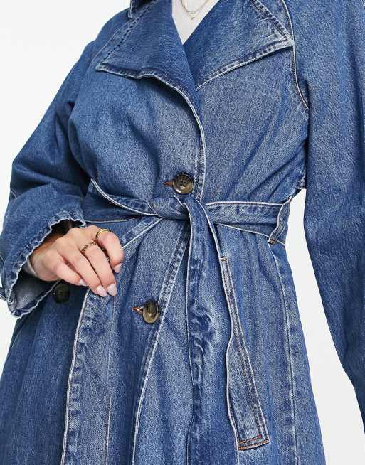 ASOS DESIGN – Mellanblå trenchcoat i oversize av denim, 3 av 4