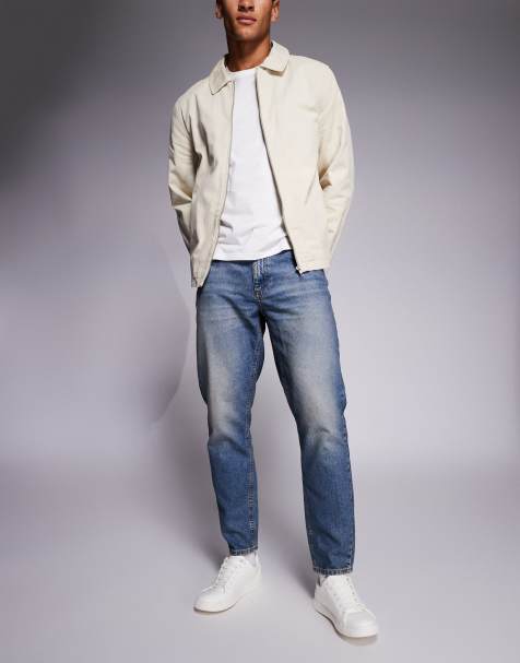 ASOS DESIGN – Mellanblå tvättade, avsmalnande jeans med toning - view 1
