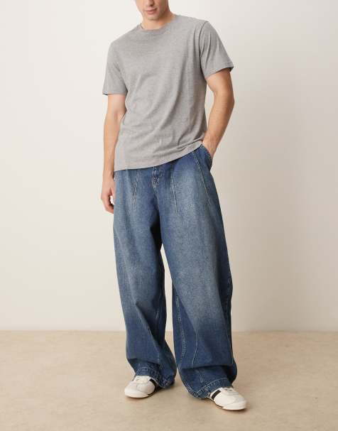 ASOS DESIGN – Mellanblå, tvättade, baggy ballongjeans - view 1
