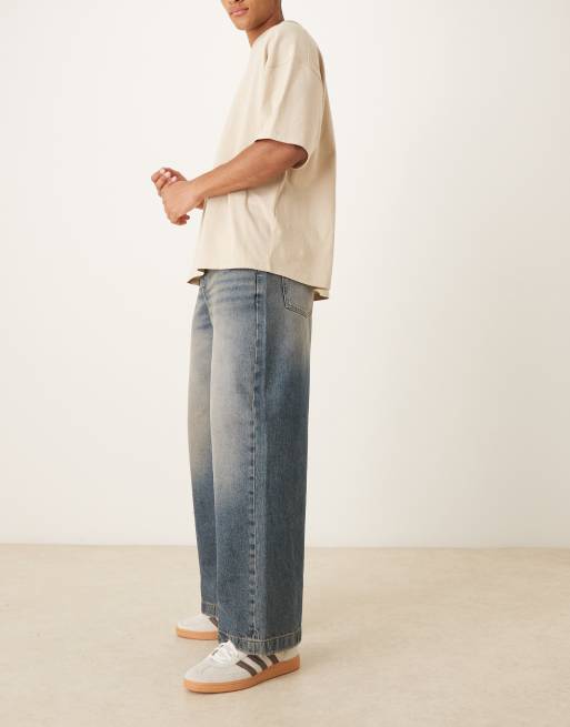 ASOS DESIGN – Mellanblå, tvättade jeans med barrelben, 2 av 5