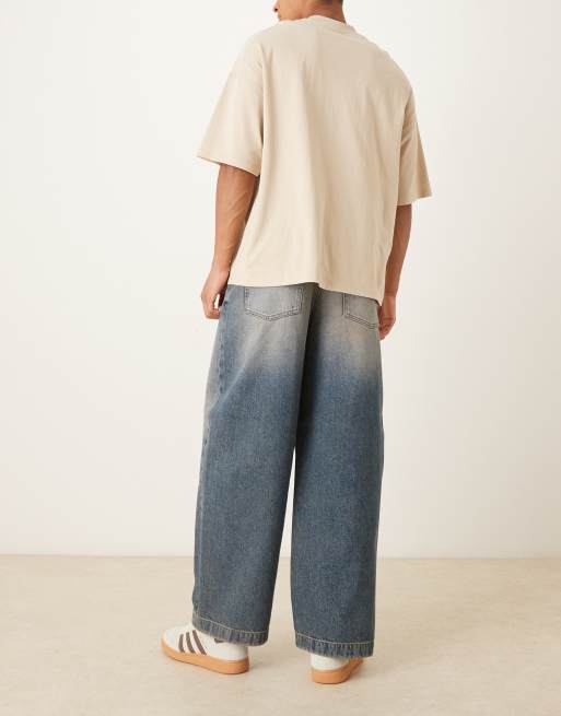 ASOS DESIGN – Mellanblå, tvättade jeans med barrelben, 3 av 5