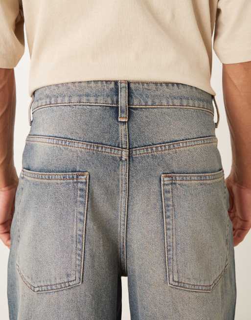 ASOS DESIGN – Mellanblå, tvättade jeans med barrelben, 5 av 5