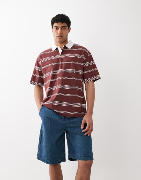 ASOS DESIGN – Mellanblå, tvättade jeansshorts med ledig passform och veck - view 1