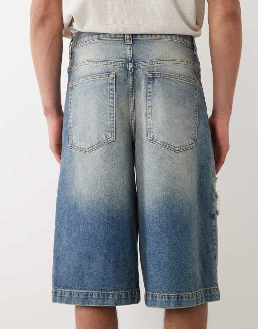 ASOS DESIGN – Mellanblå, tvättade, lediga jeansshorts med revor, 5 av 5