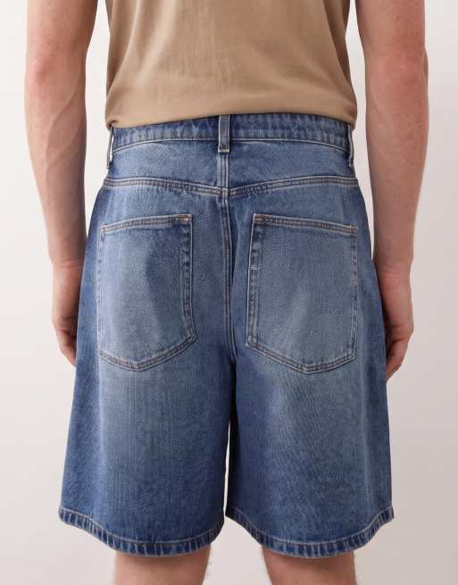 ASOS DESIGN – Mellanblå, tvättade, mellanlånga jeansshorts, 4 av 5