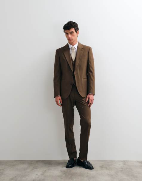 ASOS DESIGN – Mellanbrun kostym i slim fit - view 1