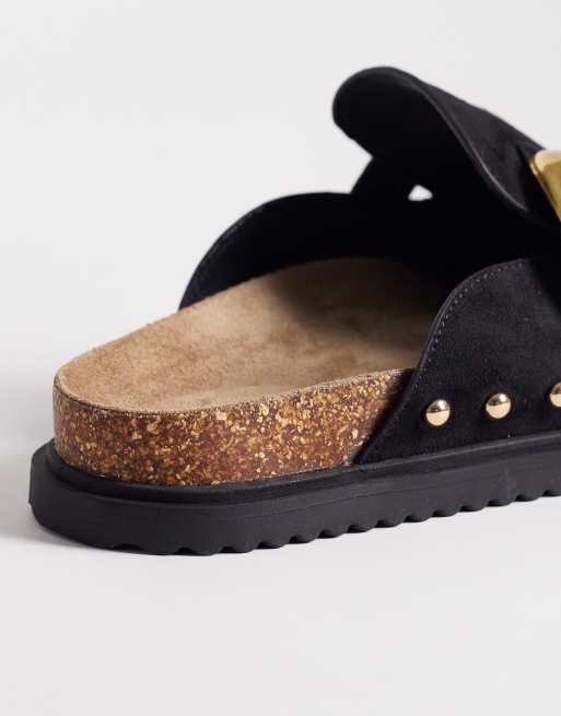 ASOS DESIGN – Mellany – Svarta mules i mockaimitation med formad sula och nitar, 4 av 4