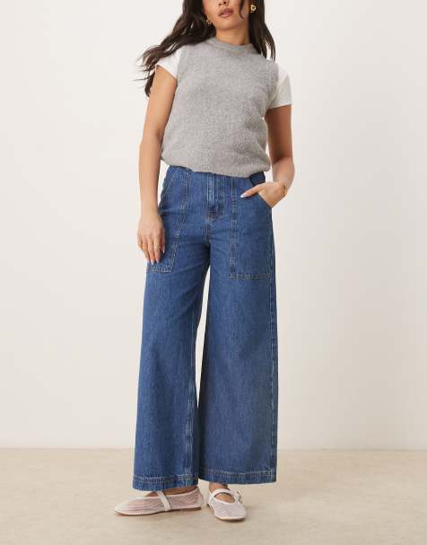 ASOS DESIGN - Mellemblå cropped jeans i 70'er-stil - view 1