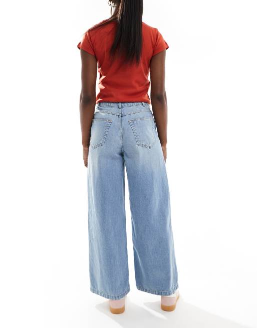 ASOS DESIGN - Mellemblå cropped jeans med brede ben og frontlommedetalje, 3 af 5