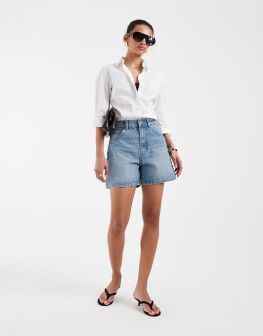 ASOS DESIGN - Mellemblå dad-shorts i denim, 2 af 5