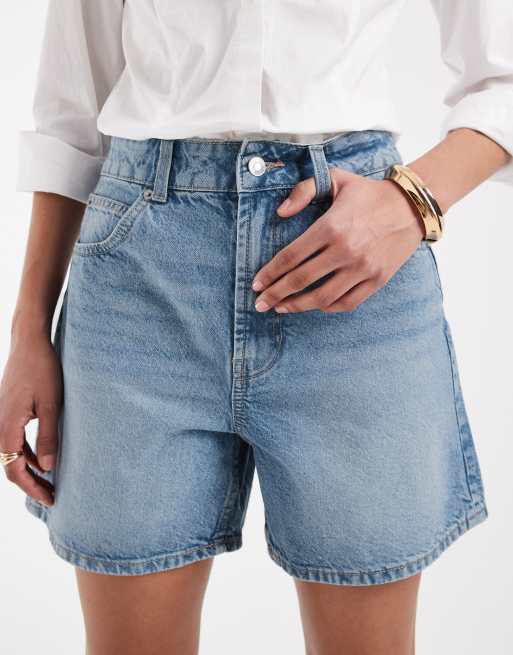 ASOS DESIGN - Mellemblå dad-shorts i denim, 4 af 5