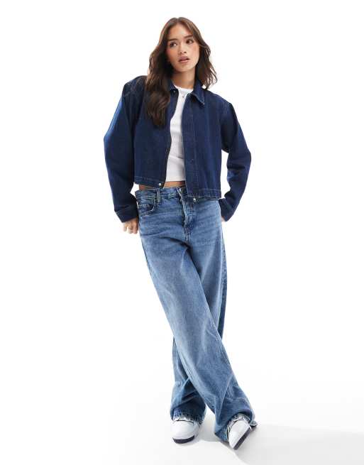 ASOS DESIGN - Mellemblå denimjakke i løstsiddende pasform