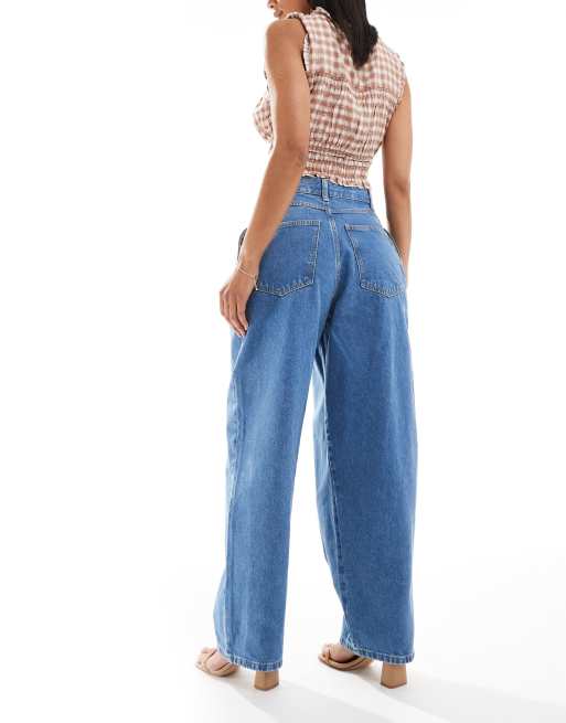 ASOS DESIGN - Mellemblå denimjeans med vide ben og slå-om-detalje, 2 af 5