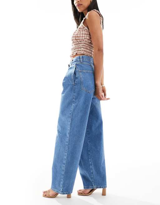 ASOS DESIGN - Mellemblå denimjeans med vide ben og slå-om-detalje, 3 af 5