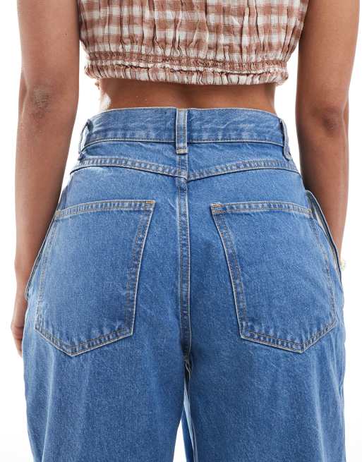 ASOS DESIGN - Mellemblå denimjeans med vide ben og slå-om-detalje, 5 af 5