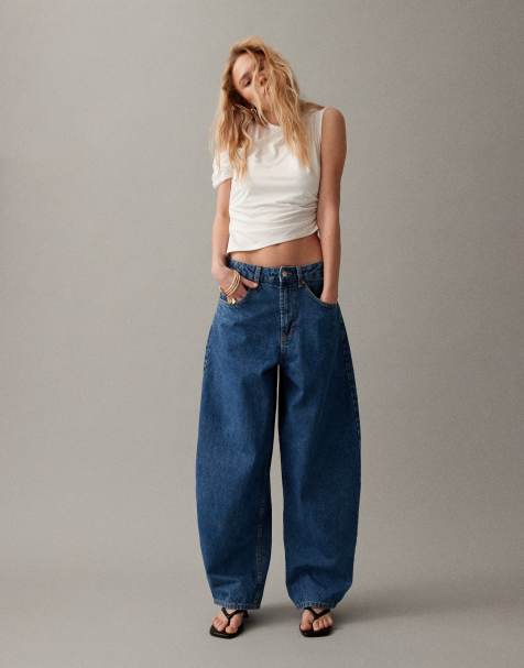 ASOS DESIGN - Mellemblå højtaljede barrel-jeans - view 1