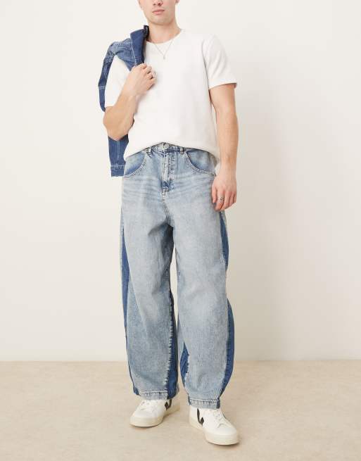 ASOS DESIGN - Mellemblå jeans i oversized og baggy pasform med sidepaneler 
