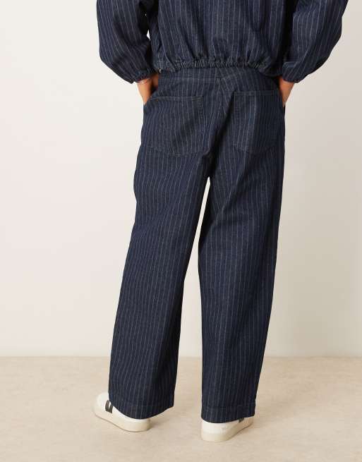 ASOS DESIGN - Mellemblå og forvaskede baggy bukser med ballonben og striber, 4 af 5