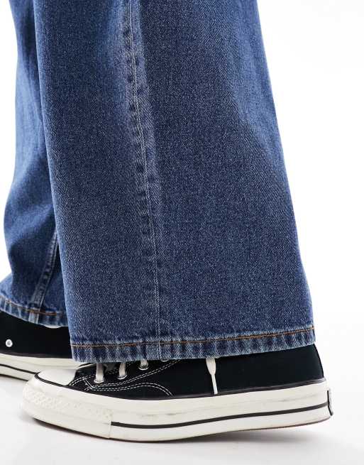 ASOS DESIGN oversized balloon jeans in mid wash blue