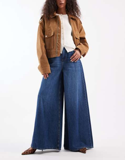 ASOS DESIGN - Mellemblå palazzo-jeans med vide ben - view 1
