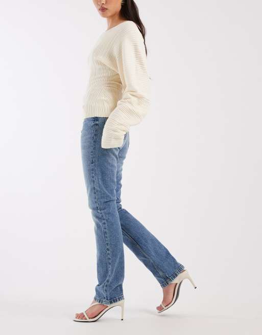 ASOS DESIGN - Mellemblå smalle jeans med høj talje og lige ben , 3 af 5