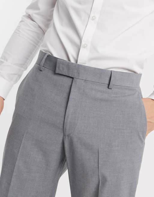 ASOS DESIGN  - mellemgrå habitbukser i smal pasform , 3 af 4