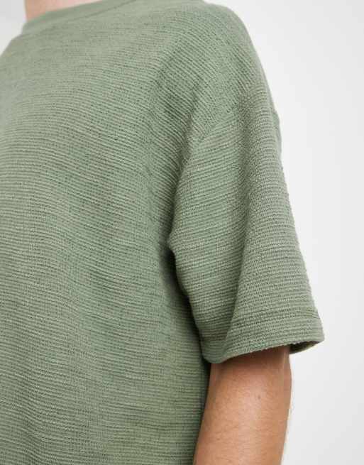 ASOS DESIGN - Mellemgrøn tekstureret oversized firkantet T-shirt, 3 af 5
