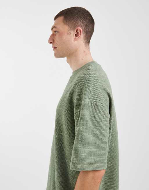 ASOS DESIGN - Mellemgrøn tekstureret oversized firkantet T-shirt, 4 af 5