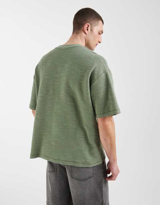 ASOS DESIGN - Mellemgrøn tekstureret oversized firkantet T-shirt, 5 af 5
