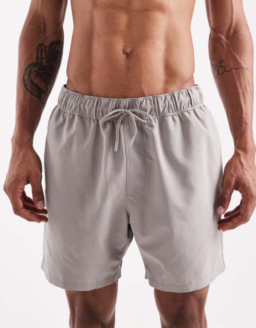 ASOS DESIGN - Mellemlange badeshorts i grå, 5 af 5