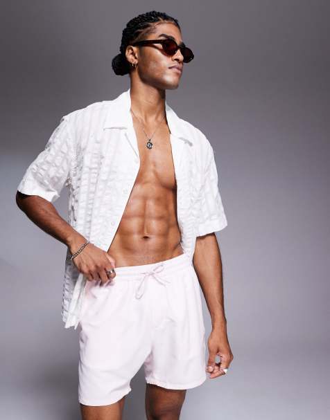 ASOS DESIGN - Mellemlange badeshorts i pink - view 1