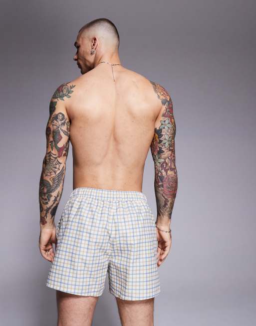ASOS DESIGN - Mellemlange badeshorts med blå tern, 4 af 4