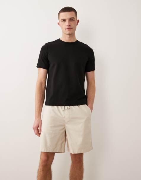 ASOS DESIGN - Mellemlange beige shorts i hørblanding med brede ben - view 1