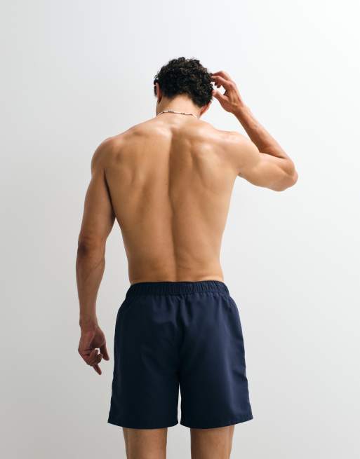 ASOS DESIGN - Mellemlange og marineblå badeshorts med brodering, 3 af 9