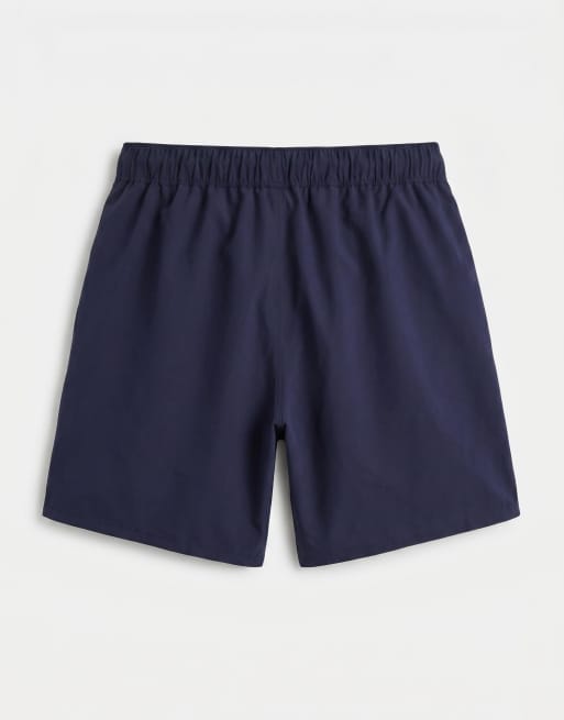 ASOS DESIGN - Mellemlange og marineblå badeshorts med brodering, 7 af 9