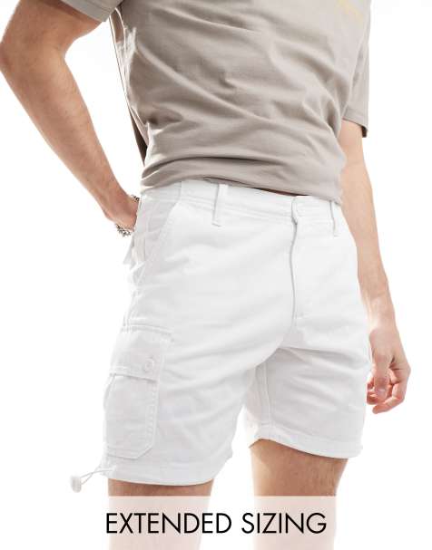 ASOS DESIGN - Mellemlange slim-cargoshorts i hvid - view 1