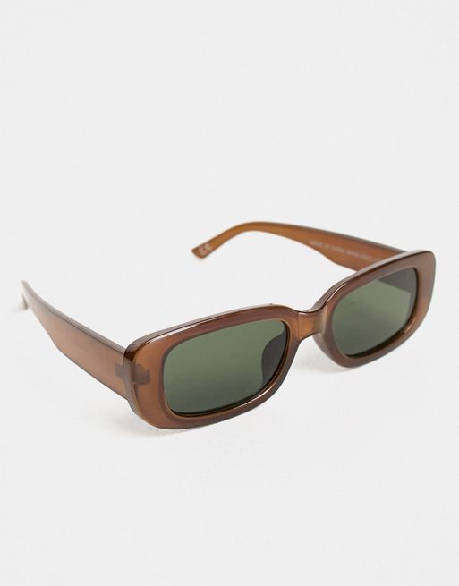 FhyzicsShops DESIGN - Mellemstore, firkantede solbriller i krystalbrun