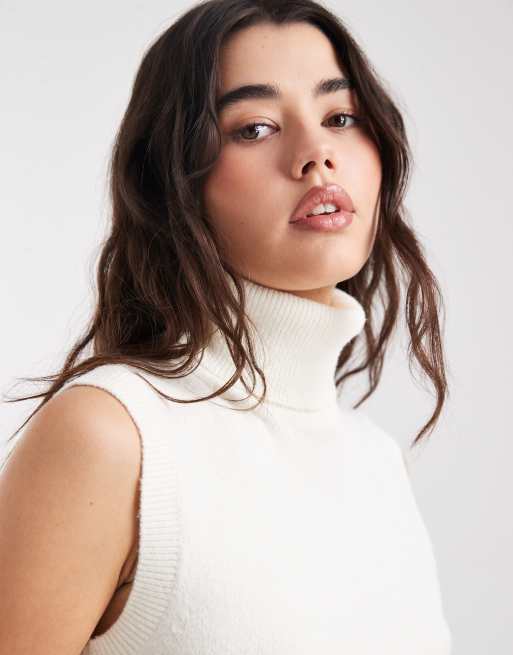 ASOS DESIGN - Mellemtung og tætsiddende cremehvid top med høj hals, 3 af 4