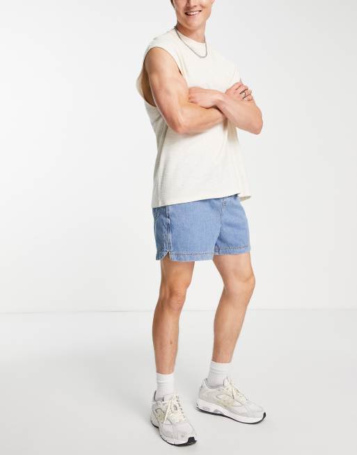 ASOS DESIGN - Mellemvaskede skinny denimshorts med almindelig længde og elastisk talje, 2 af 4