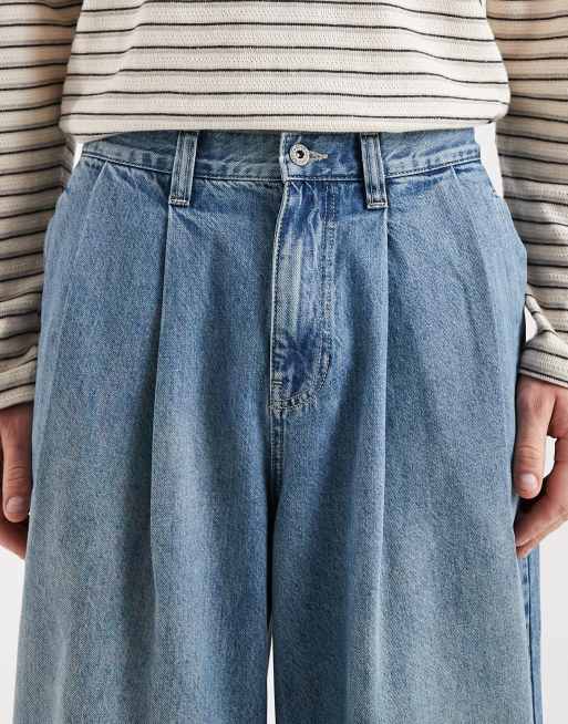 ASOS DESIGN - Mellemvasket blå jeans med tøndeformede ben og læg, 4 af 5