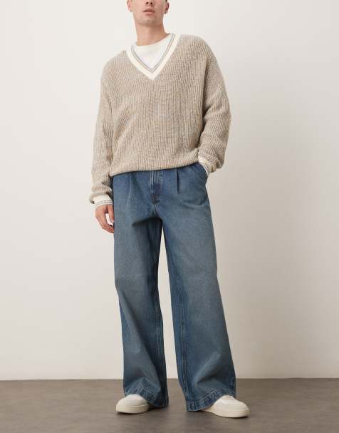 ASOS DESIGN - Mellemvasket blå løstsiddende jeans - view 1