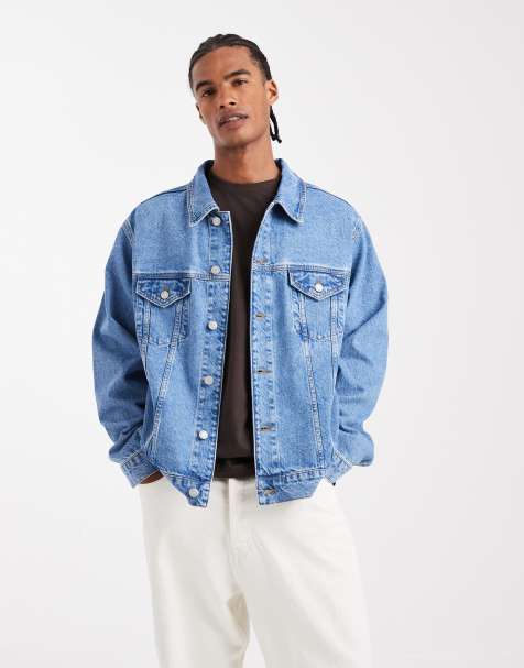 ASOS DESIGN - Mellemvasket blå trucker-denimjakke - view 1