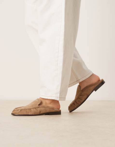 ASOS DESIGN – Mellow – Hochwertige Loafer-Mules aus Wildleder in Hellbraun - view 1