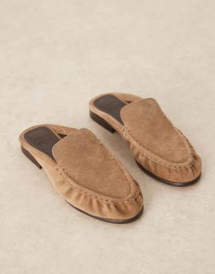 ASOS DESIGN - Mellow - Hochwertige Loafer-Mules aus Wildleder in Taupe-Braun