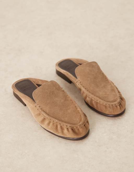ASOS DESIGN Mellow premium loafer mules in taupe suede